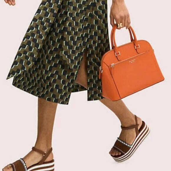 Kate Spade Louise Dome Satchel Medium Leather Crossbody Top Handle Bag Tamarillo - Picture 4 of 10